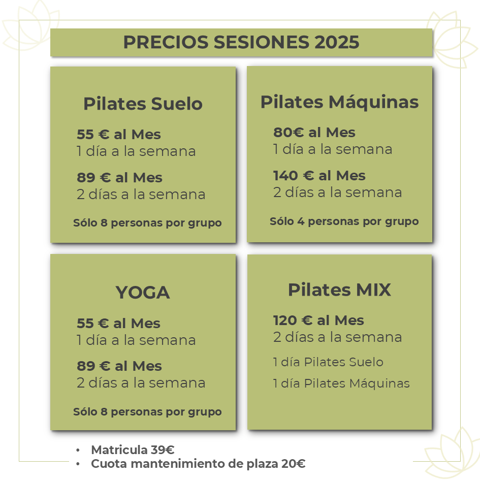 PRECIOS PILATES 8TH AVENUE 2025