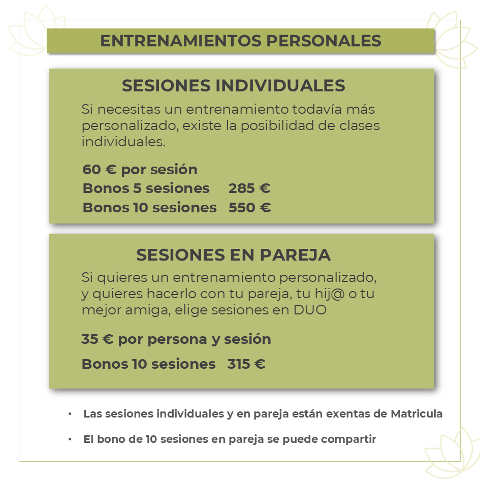PRECIOS SESIONES PILATES EN PAREJA
